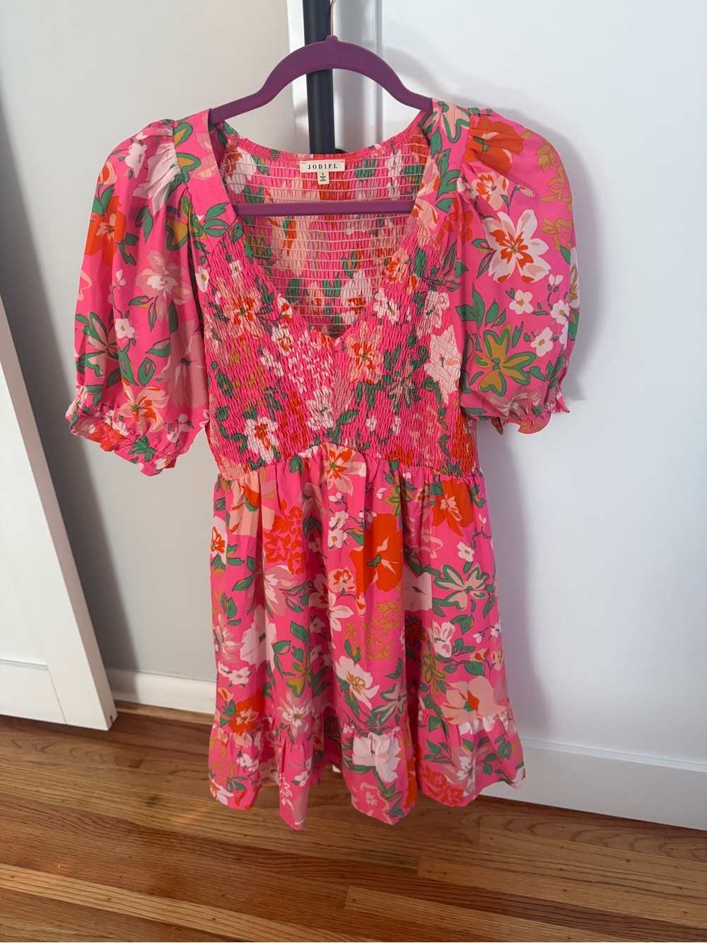 Smocked Floral Pink Maternity Dress